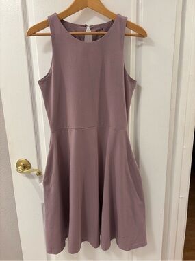 Pact Organic Cotton Stretch Jersey Fit & Flare Midi Dress in Dusty Mauve